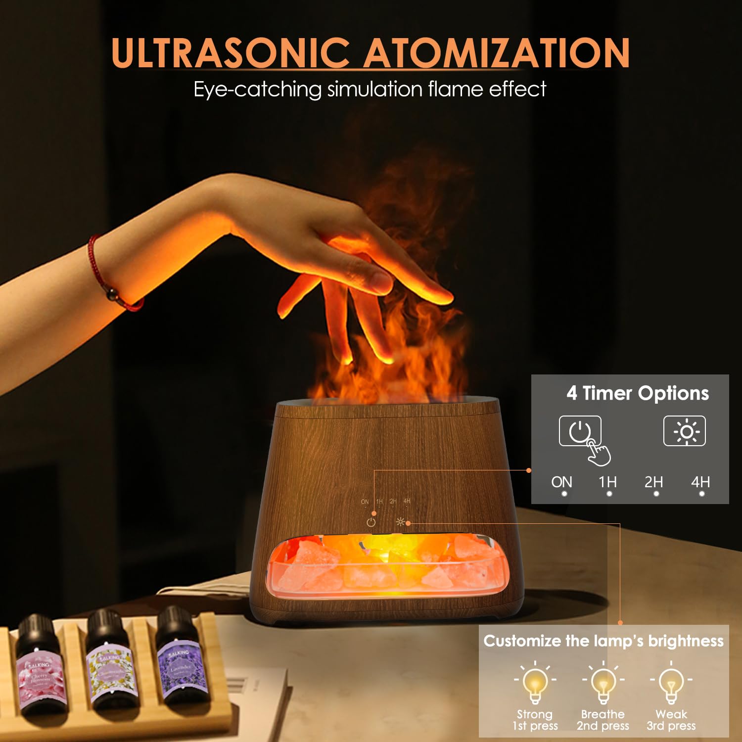 SALKING flame-effect diffuser mimics candlelight for ambience