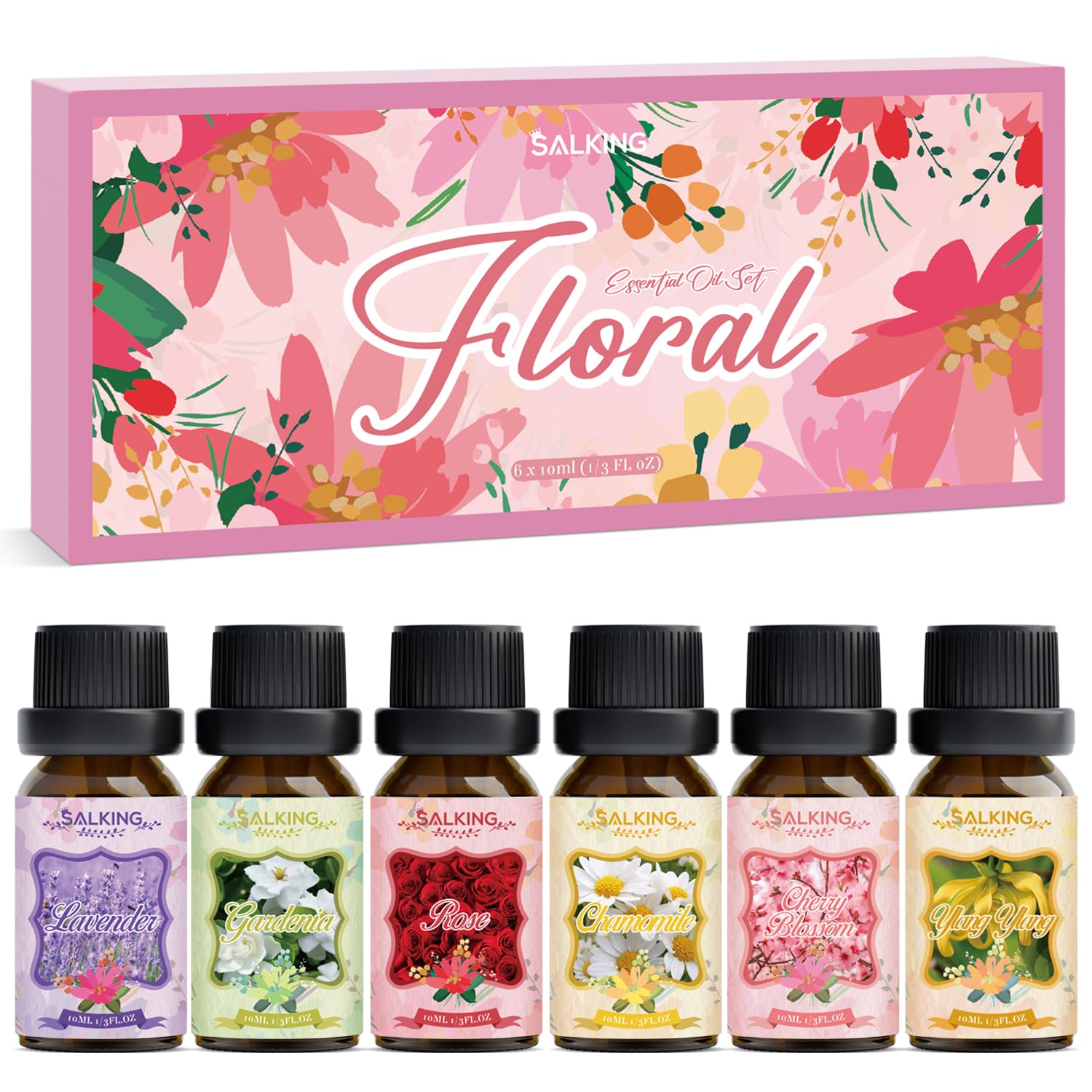SALKING Floral Oils Set box front, elegant packaging for gifting and display