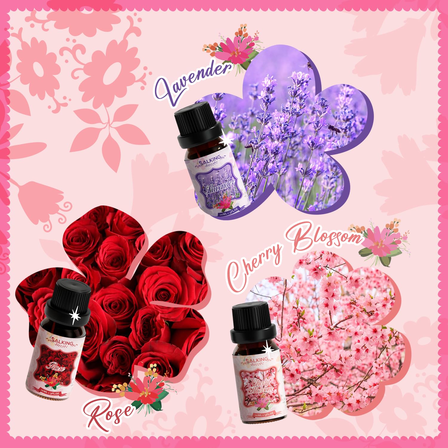 SALKING Rose bottle with luxurious scent for mood-enhancing blends and diffusers
