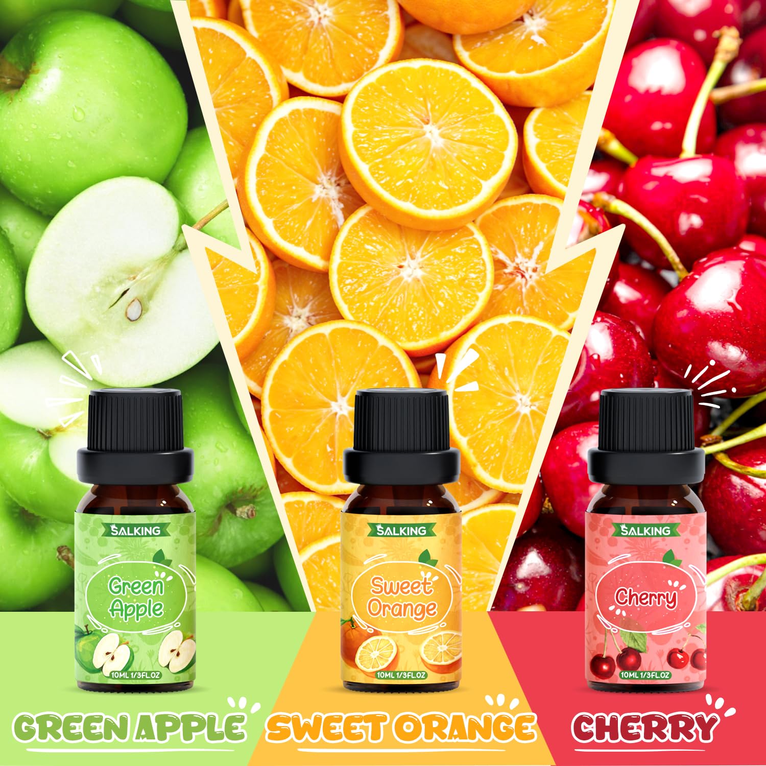 SALKING Green Apple essential oil bottle for DIY projects and scents.