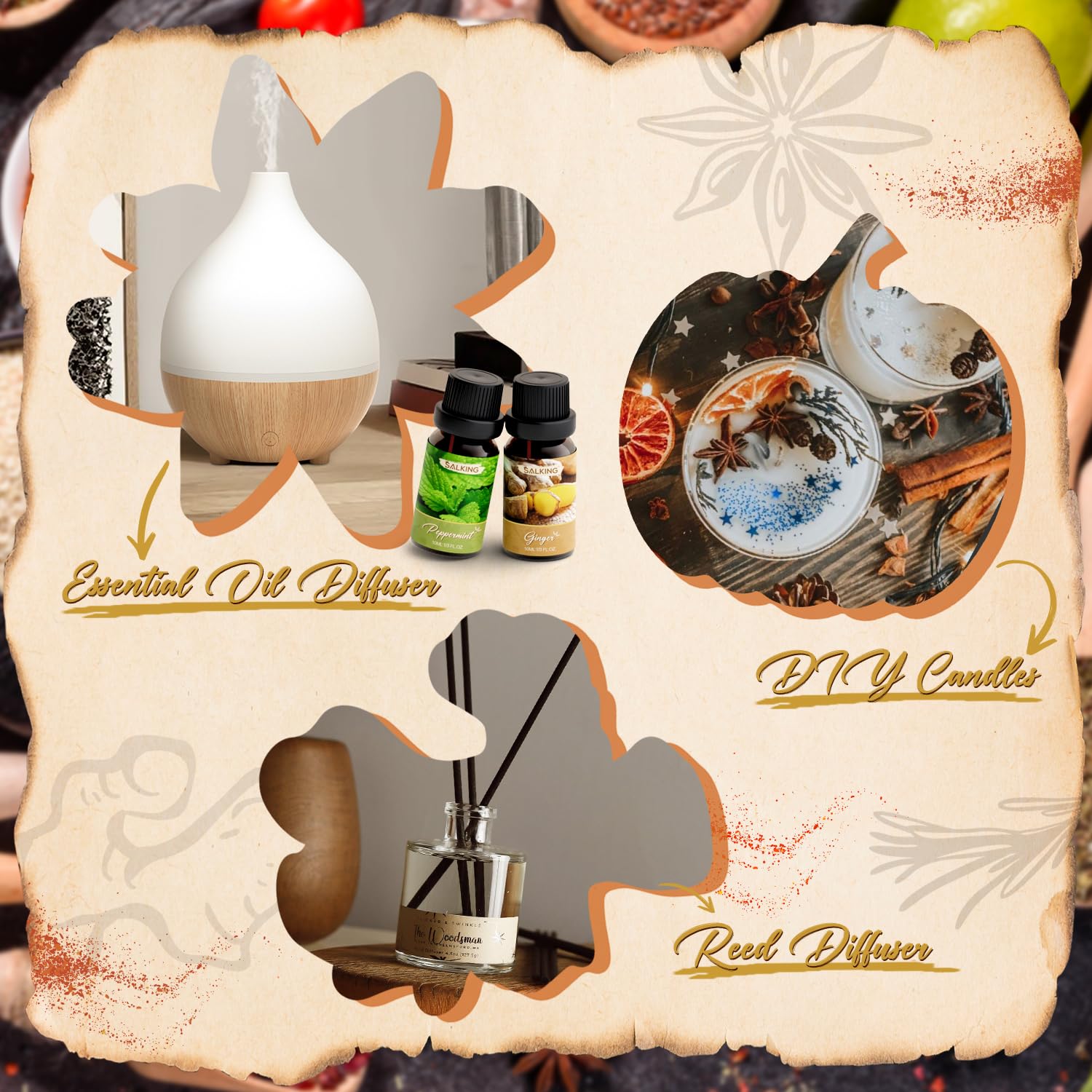 SALKING ginger oil bottle adds zesty brightness to blends.