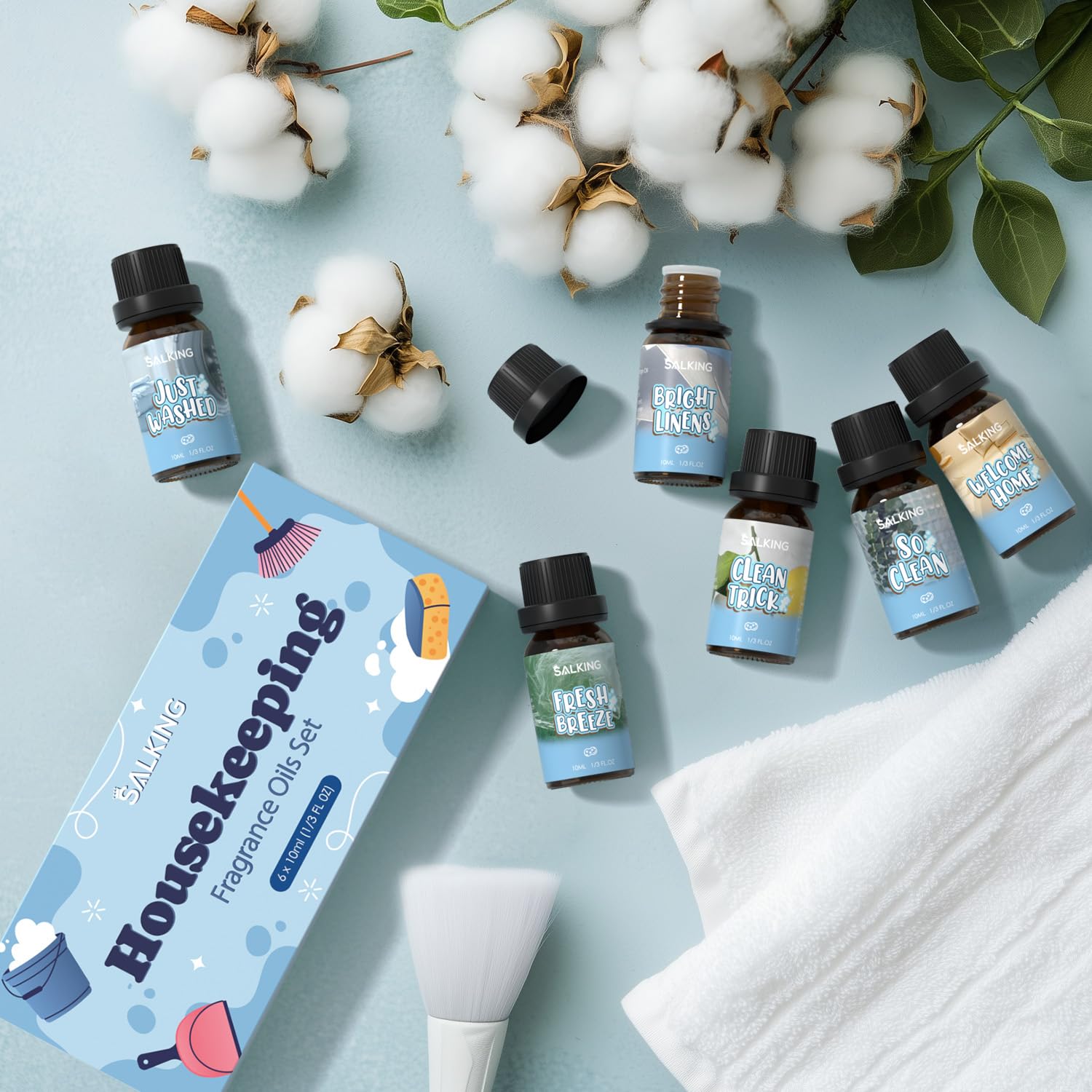 SALKING So Clean diffuser oil bottle promotes a soothing, tidy ambiance