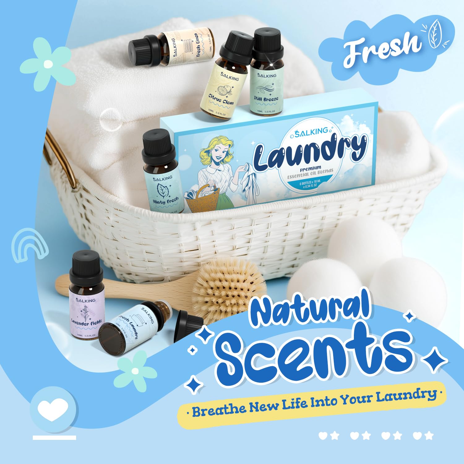 SALKING Fresh Laundry bottle highlighting a crisp aroma for fabrics