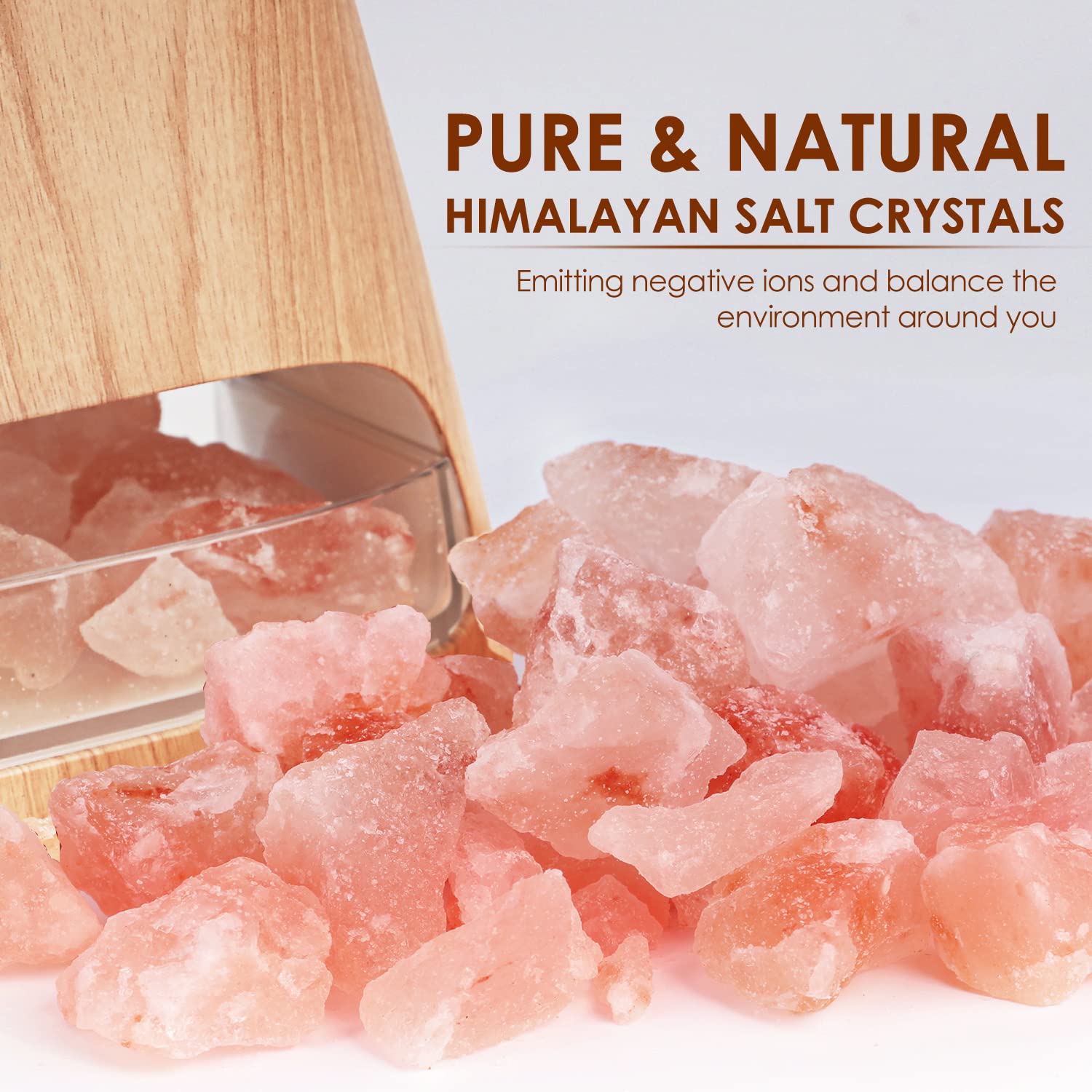 SALKING pink salt crystals create warm ambience.