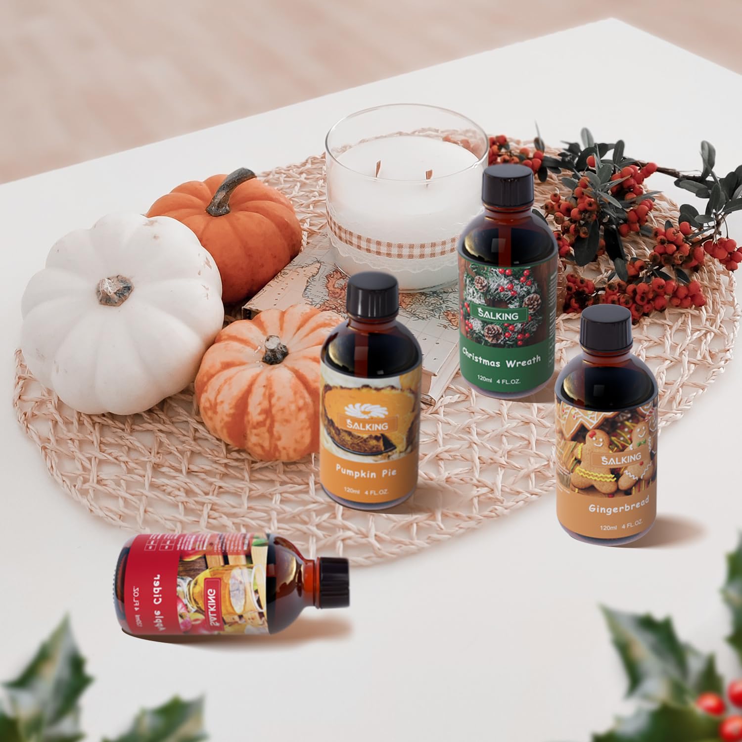 SALKING Pumpkin Pie Fragrance Oil ambiance for autumn gifting and cozy moments.