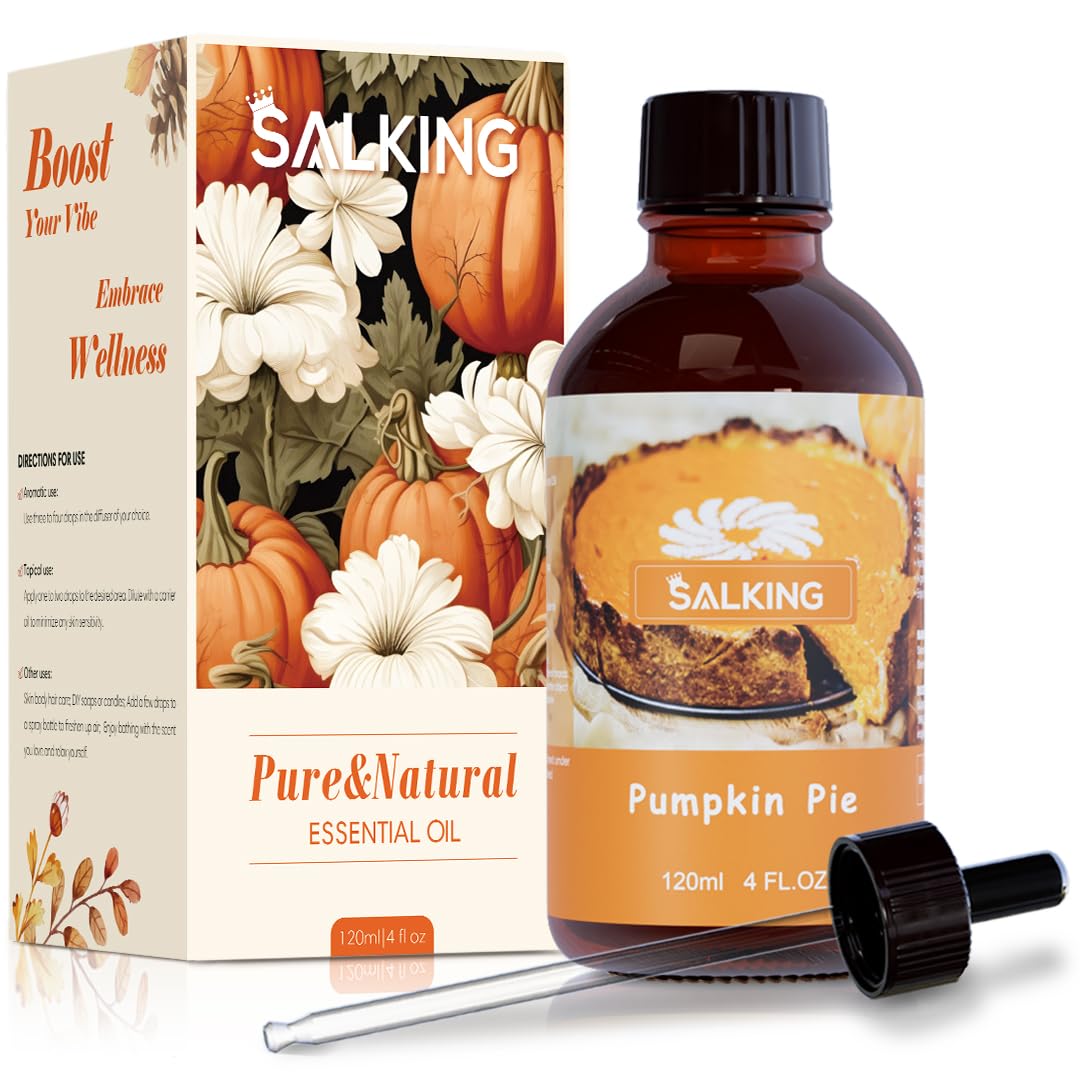 SALKING Pumpkin Pie Fragrance Oil bottle adds cozy seasonal aroma.