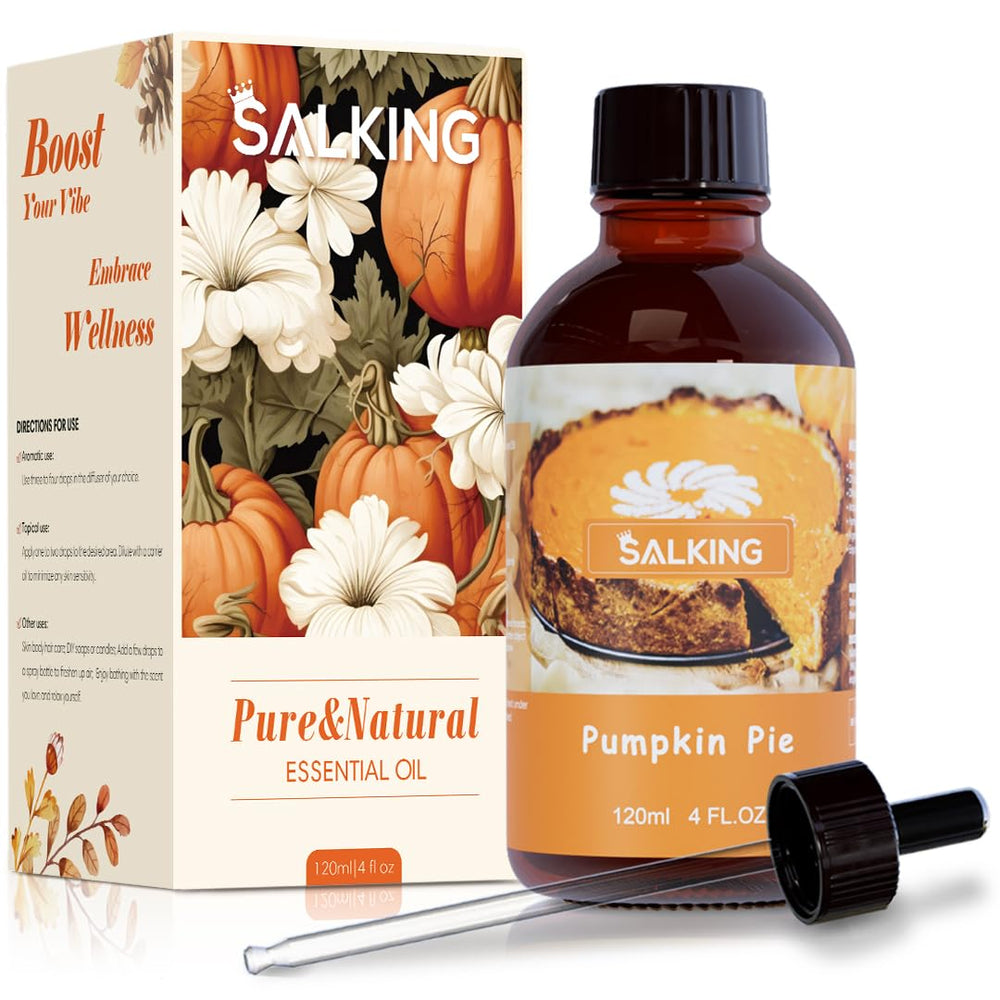 SALKING Pumpkin Pie Fragrance Oil bottle adds cozy seasonal aroma.