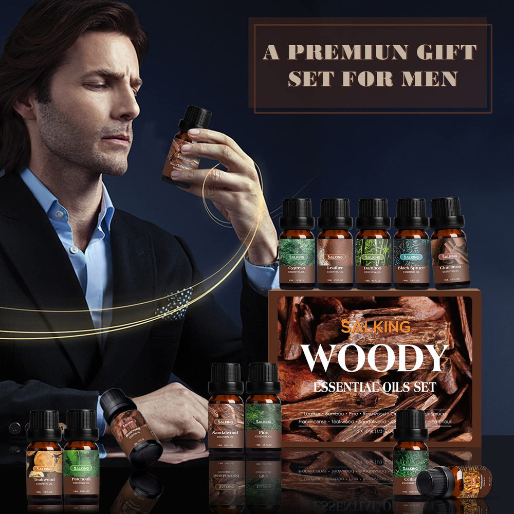 SALKING Woodsy oils set packaging highlights vegan-friendly, cruelty-free quality