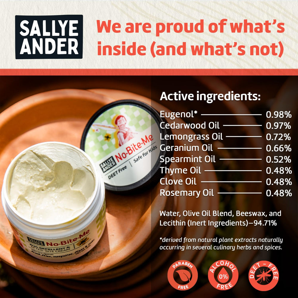 SALLYEANDER No Bite Me compact travel tin fits in a backpack