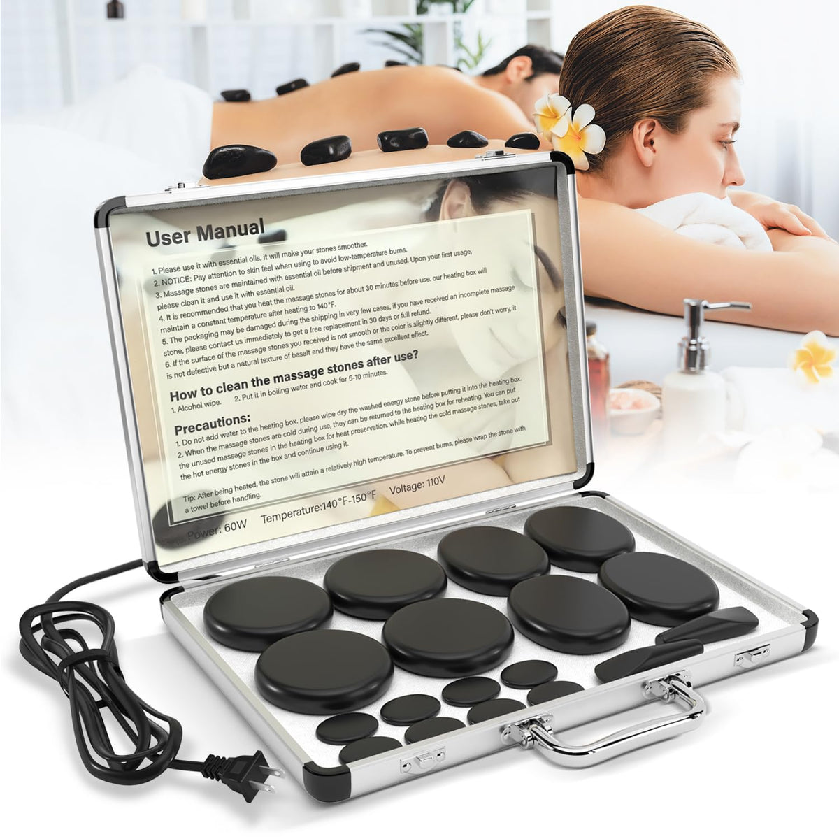 SalonDepot portable stone warmer case for travel-ready spa sessions.