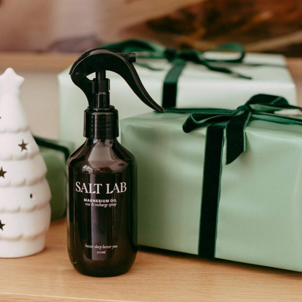 SALT LAB Magnesium Oil Spray fragrance-free formula on label