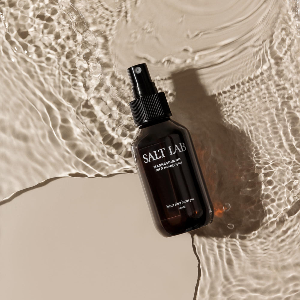 3.4 oz Salt Lab magnesium oil spray bottle for convenient self-care.
