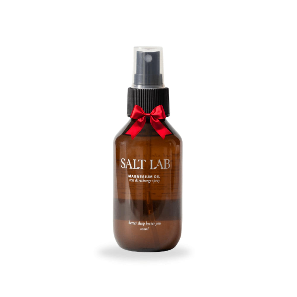 Salt Lab Magnesium Oil Spray on skin for quick absorption and daily relaxation.