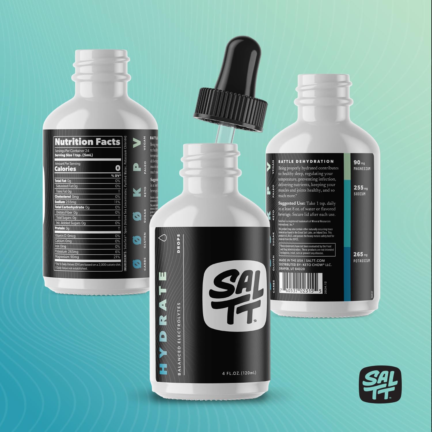Keto Chow SALTT Hydrate on-the-go use with ready-to-dispense bottle