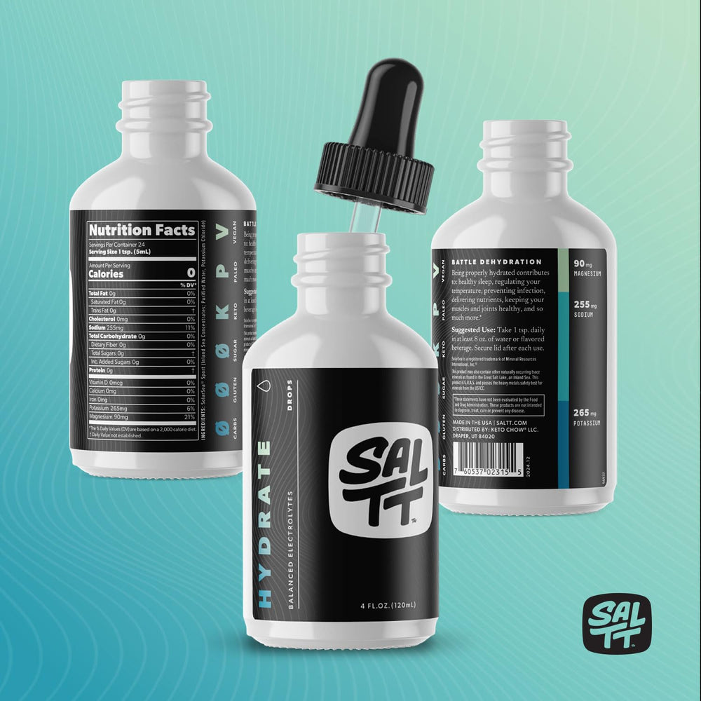 Keto Chow SALTT Hydrate on-the-go use with ready-to-dispense bottle