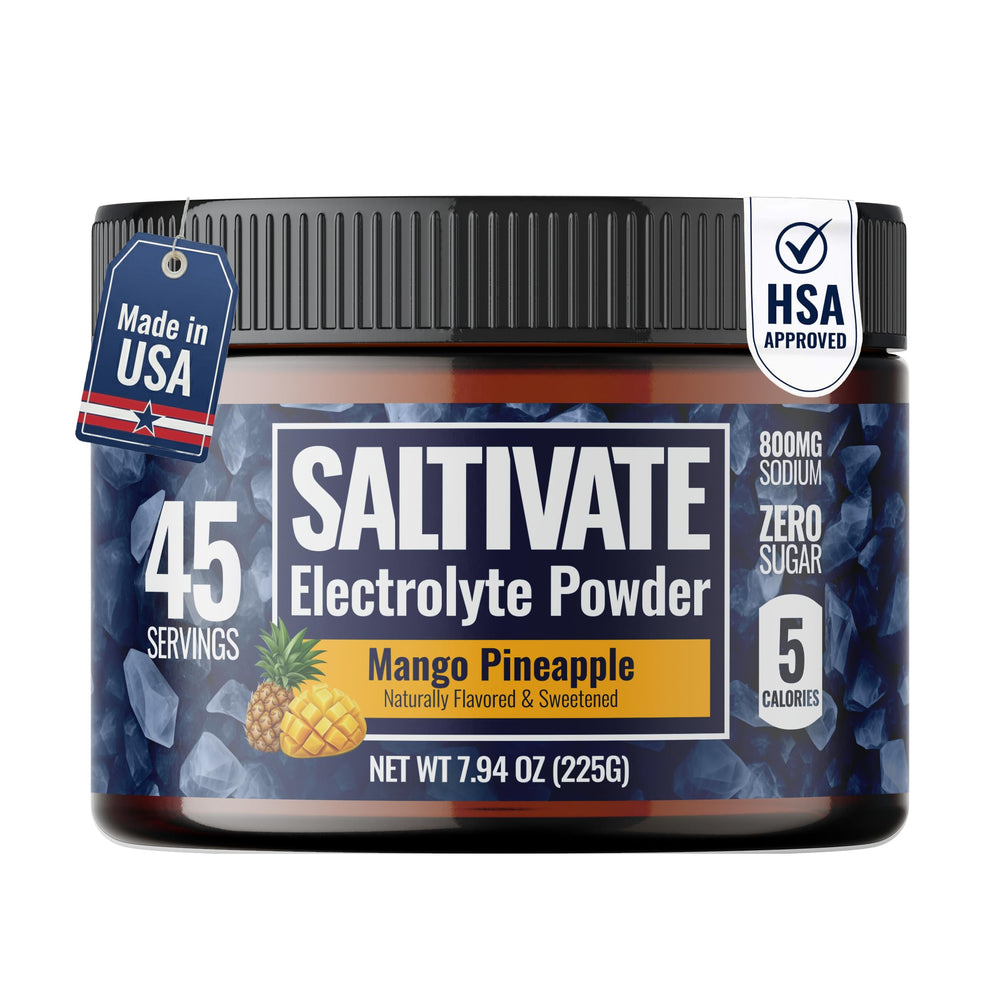 Saltivate high sodium electrolytes mango pineapple bottle for on-the-go hydration during outdoor activity