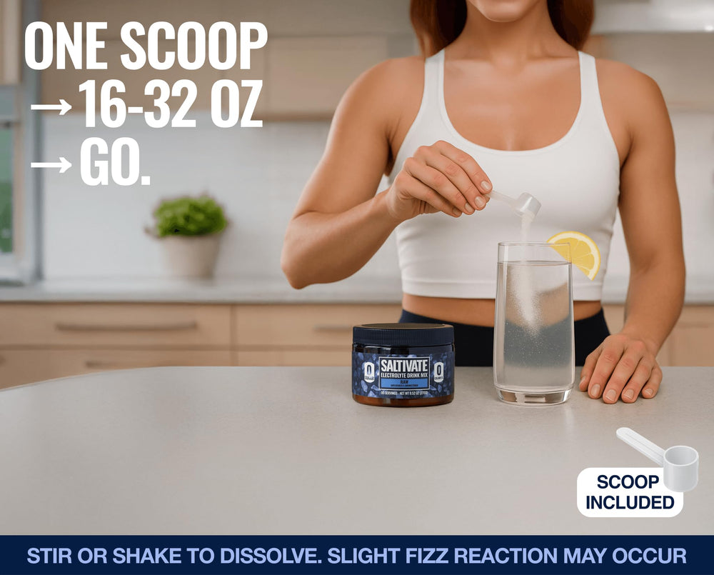 Saltivate Raw Electrolytes stirred in a mug for easy mixing