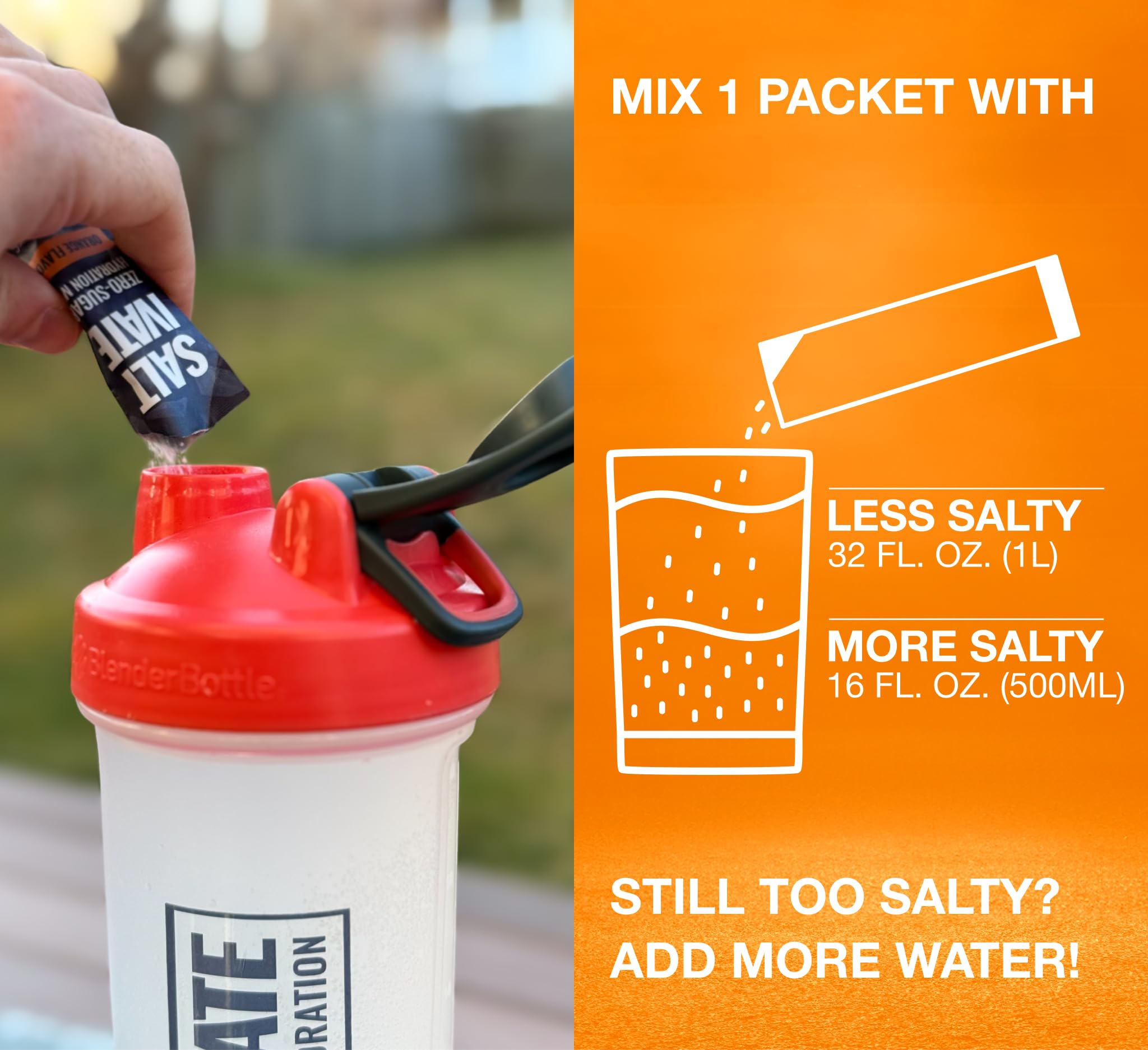 Saltivate Salty Orange glass of water with electrolyte powder ready to drink