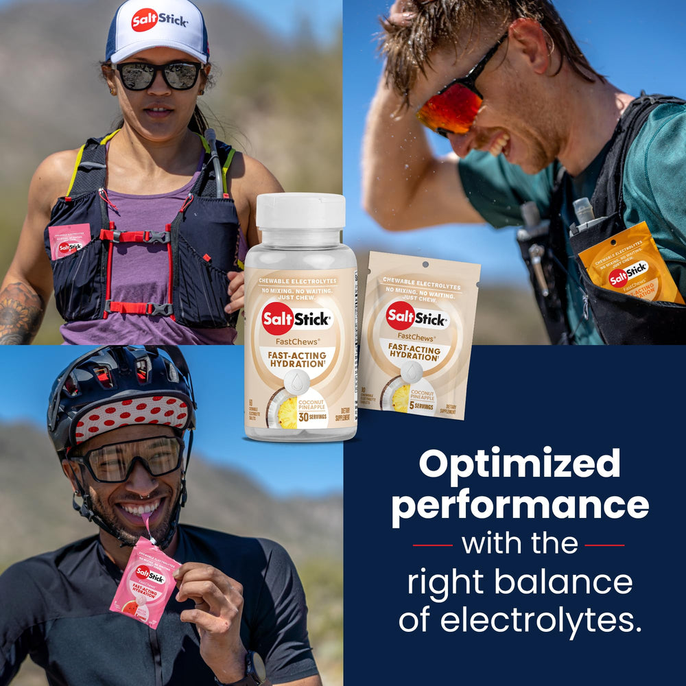 SaltStick electrolyte chews nutrition graphic highlights sodium, potassium, calcium, magnesium