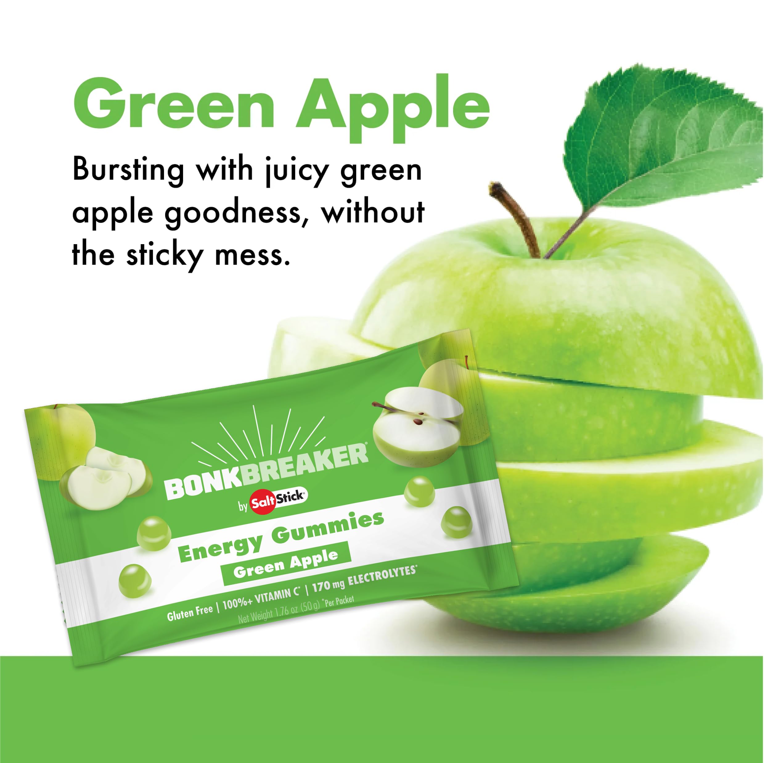SaltStick Energy Gummies label shows ingredients and allergen-free claim