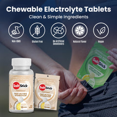 Runner with SaltStick FastChews nearby during training.