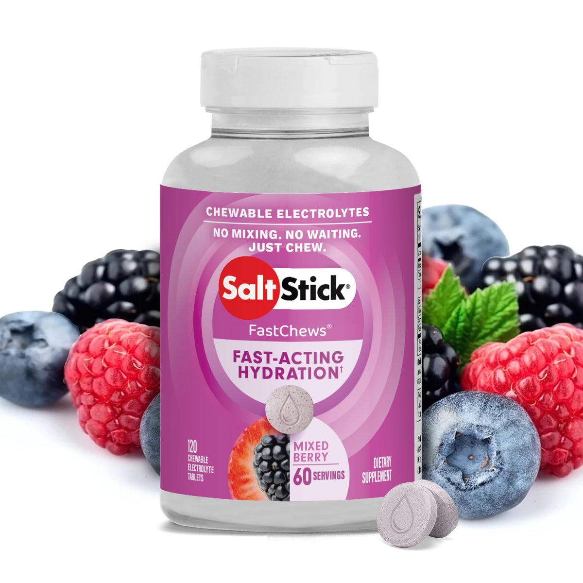 SaltStick Electrolyte FastChews mixed berry pack ready for runners.