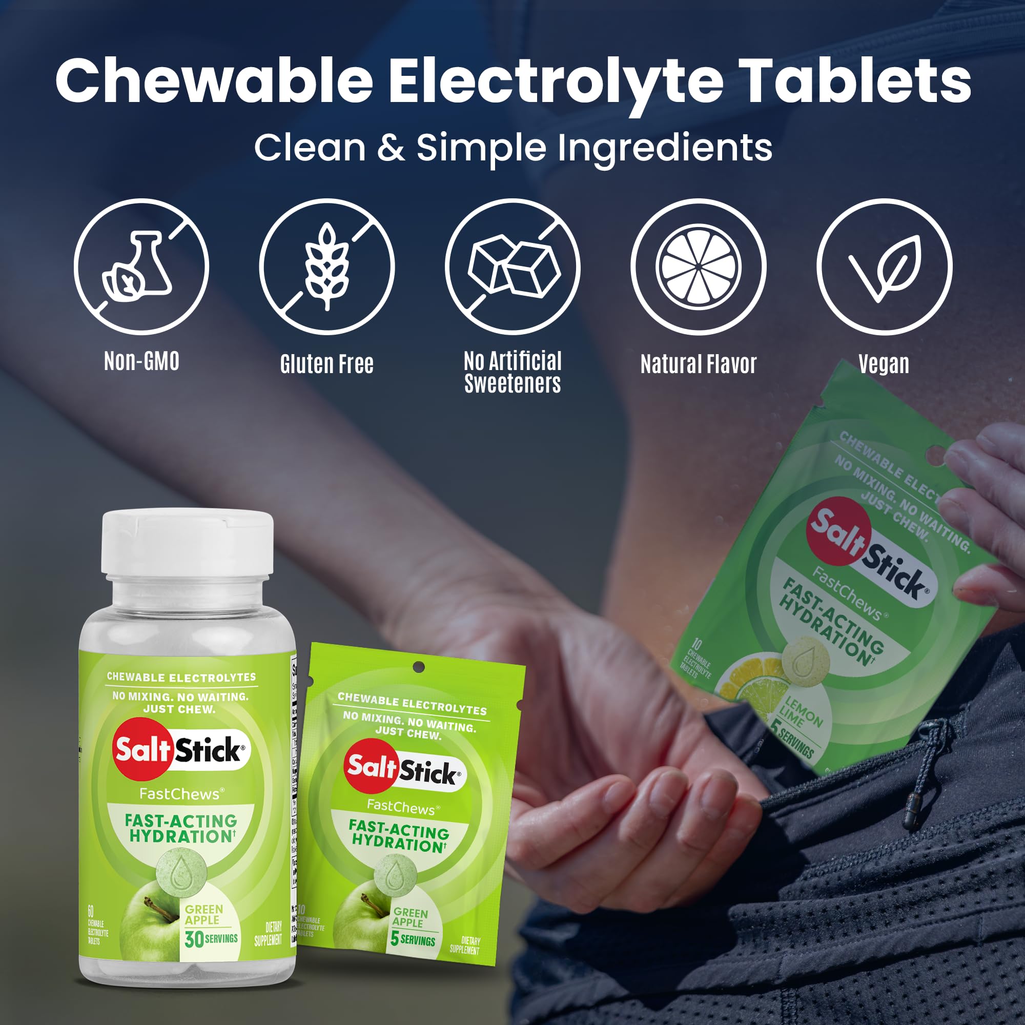 SaltStick FastChews used mid run for fast electrolyte replenishment.