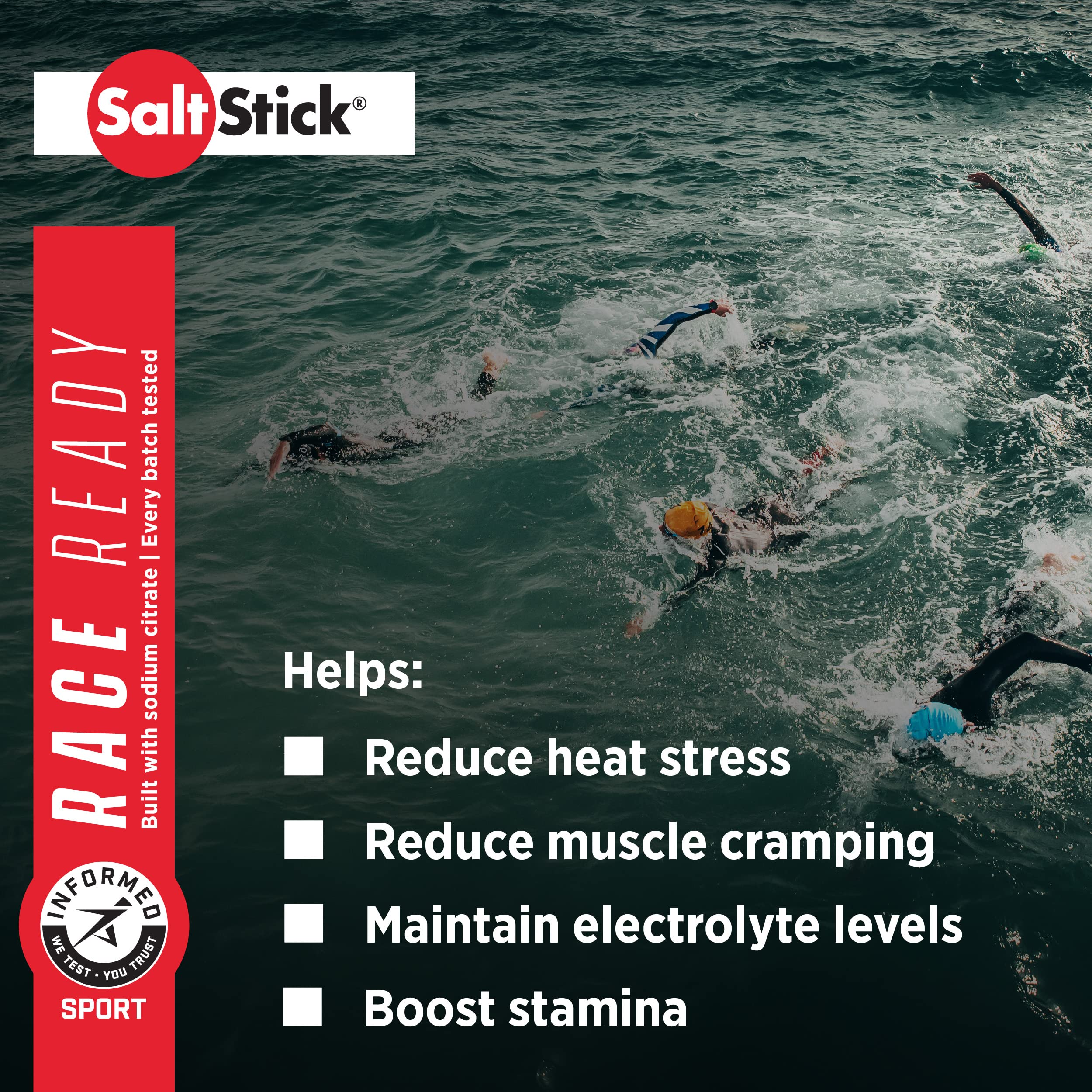 SaltStick Race Ready caps plus bottle in elite training setup.