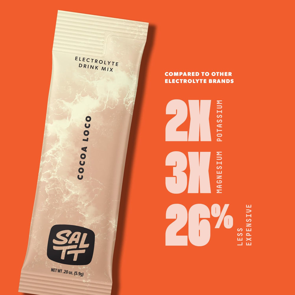 SALTT Cocoa Loco packaging closeup highlighting clean ingredients.