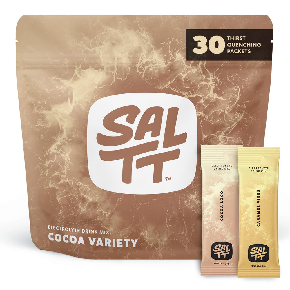 Keto Chow SALTT Cocoa variety pack front, ideal for on-the-go hydration.