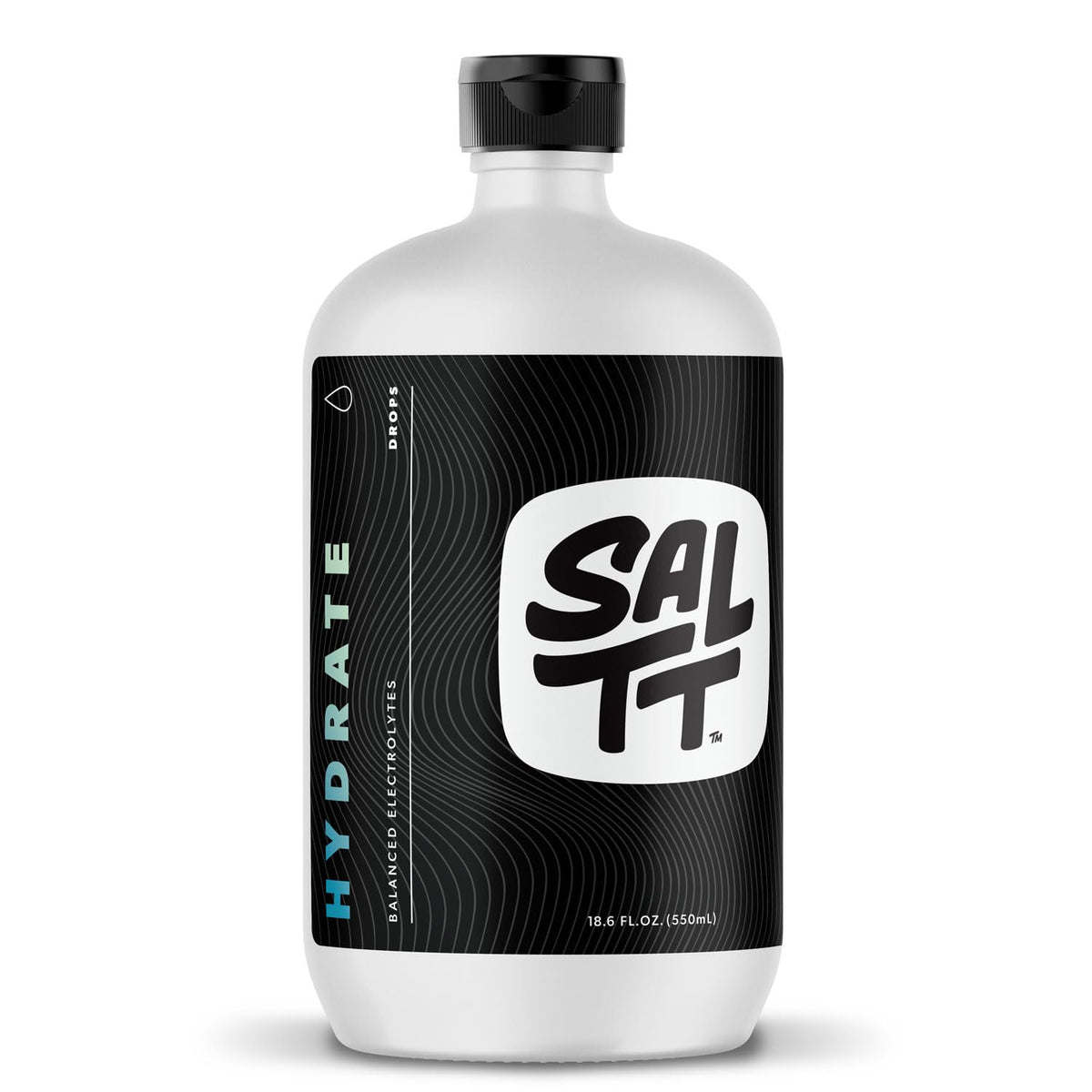 SALTT Hydrate bottle-pour image showing easy on-the-go hydration for keto and fasting.