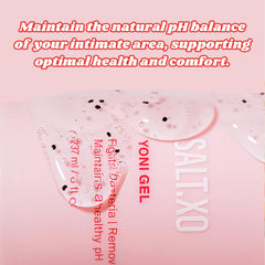 SALT.XO gel texture close-up shows moisturizing formula for soft skin