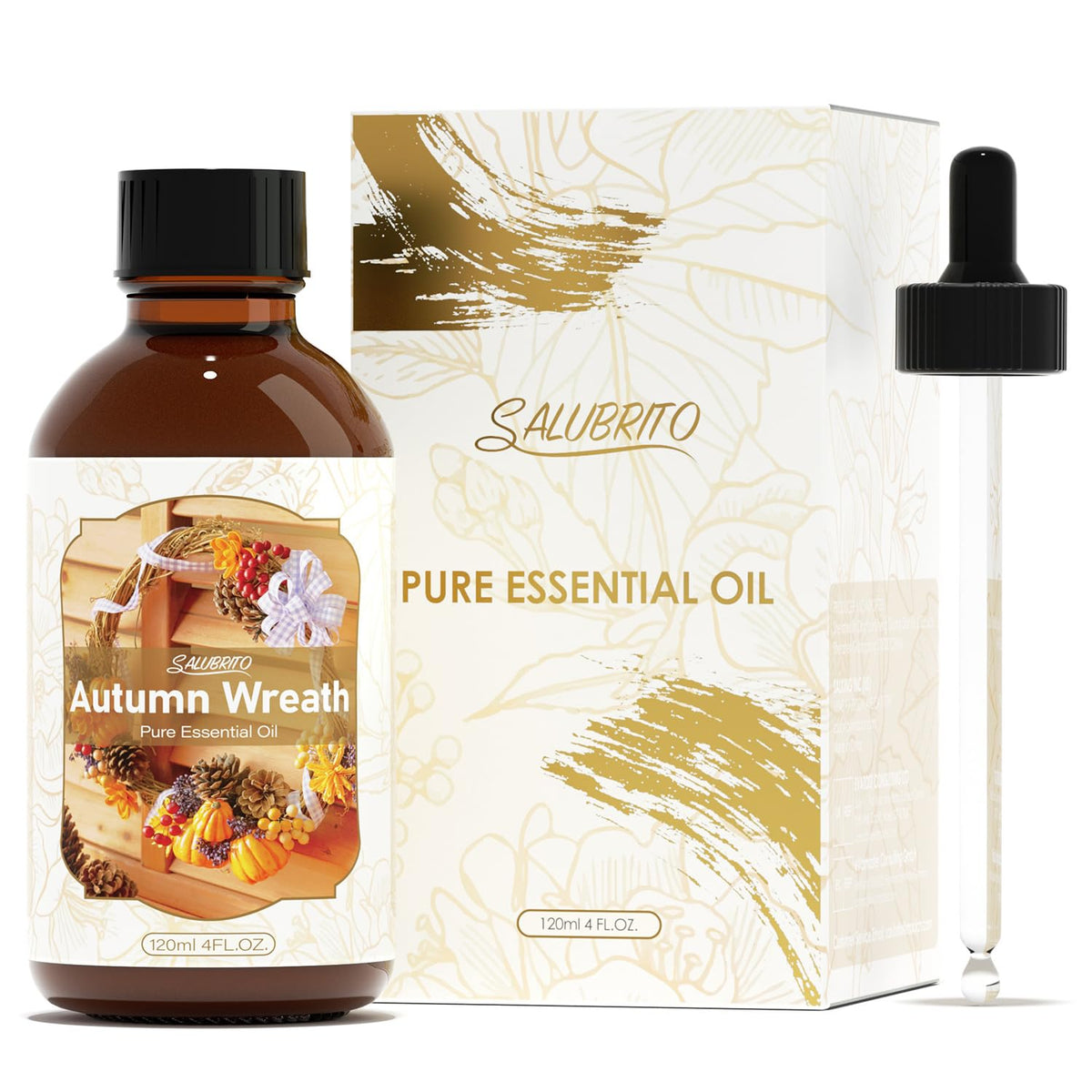 Salubrito autumn wreath oil bottle delivers a bold autumn fragrance for home scenting.