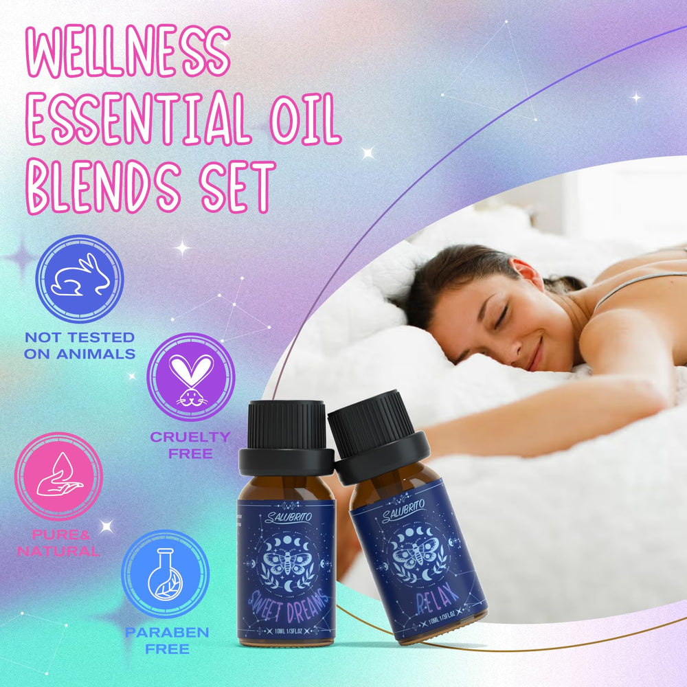 Breathe and Energy oil bottles beside a diffuser in a bright room