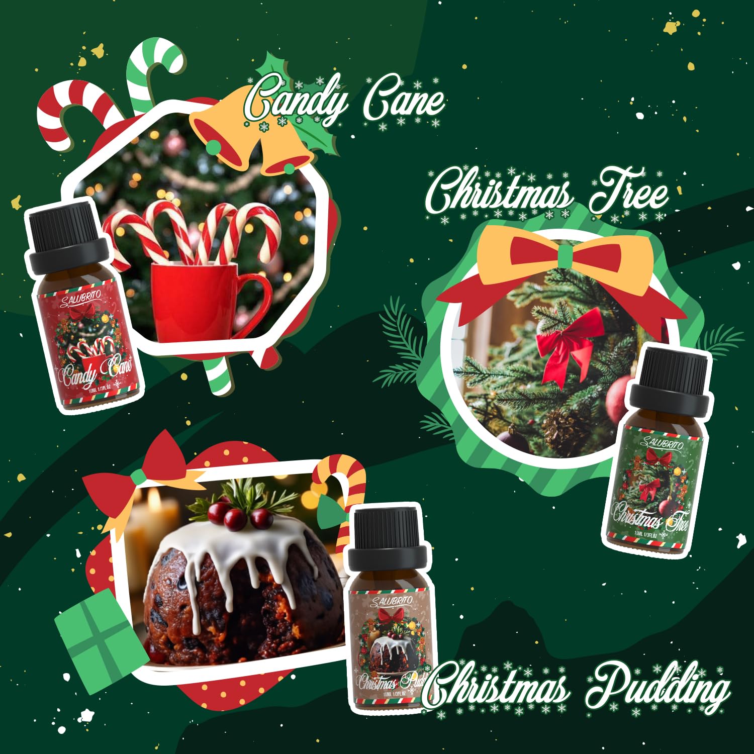 Salubrito Christmas Pudding oil for warm, comforting holiday scent