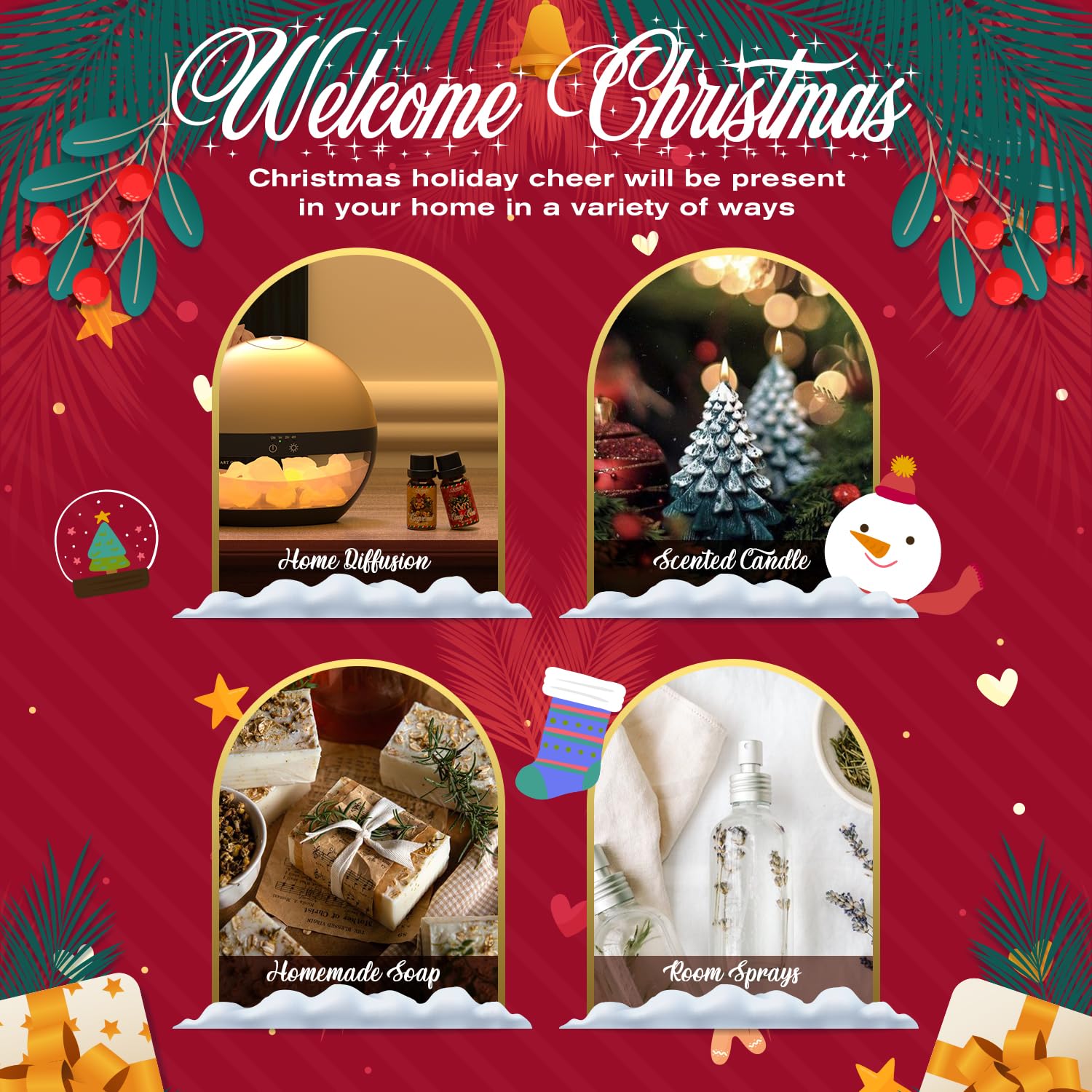 Salubrito Gift Box with six Christmas fragrance oils for holiday crafts