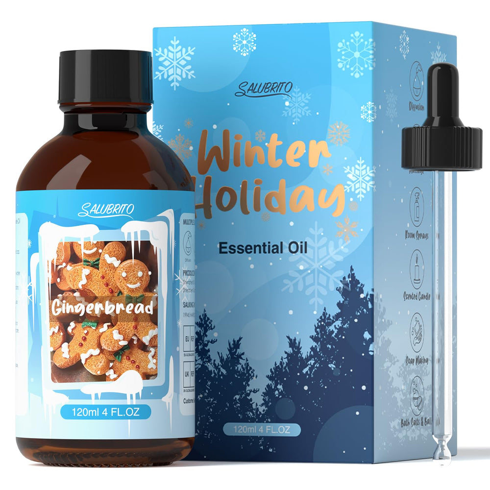 Salubrito Gingerbread essential oil bottle for long lasting winter fragrance