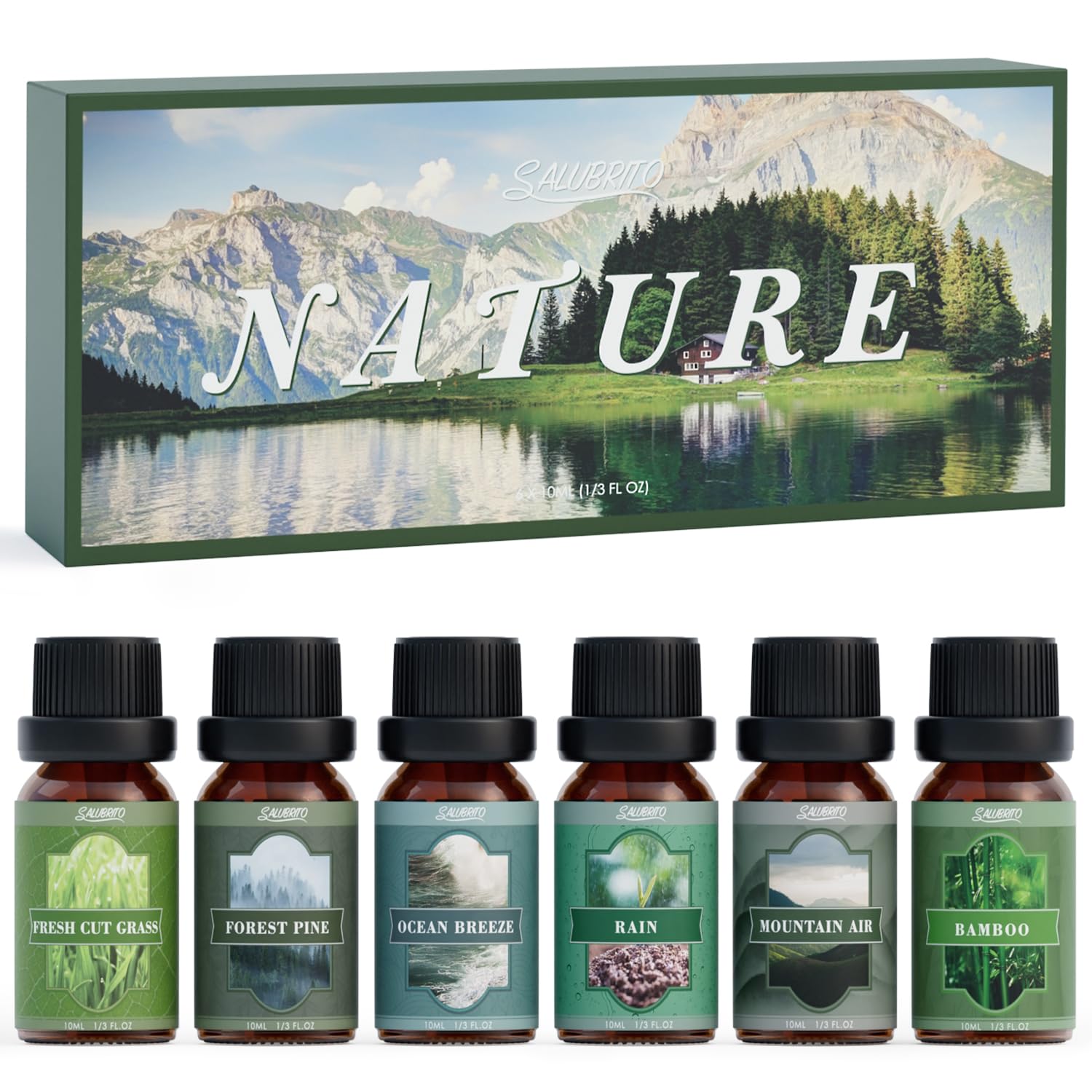 Salubrito Nature Forest Pine oil for diffuser to refresh living spaces with woodland aroma.