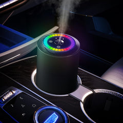 Salubrito smart car air freshener rhythmic light enhances nighttime cabin ambience.