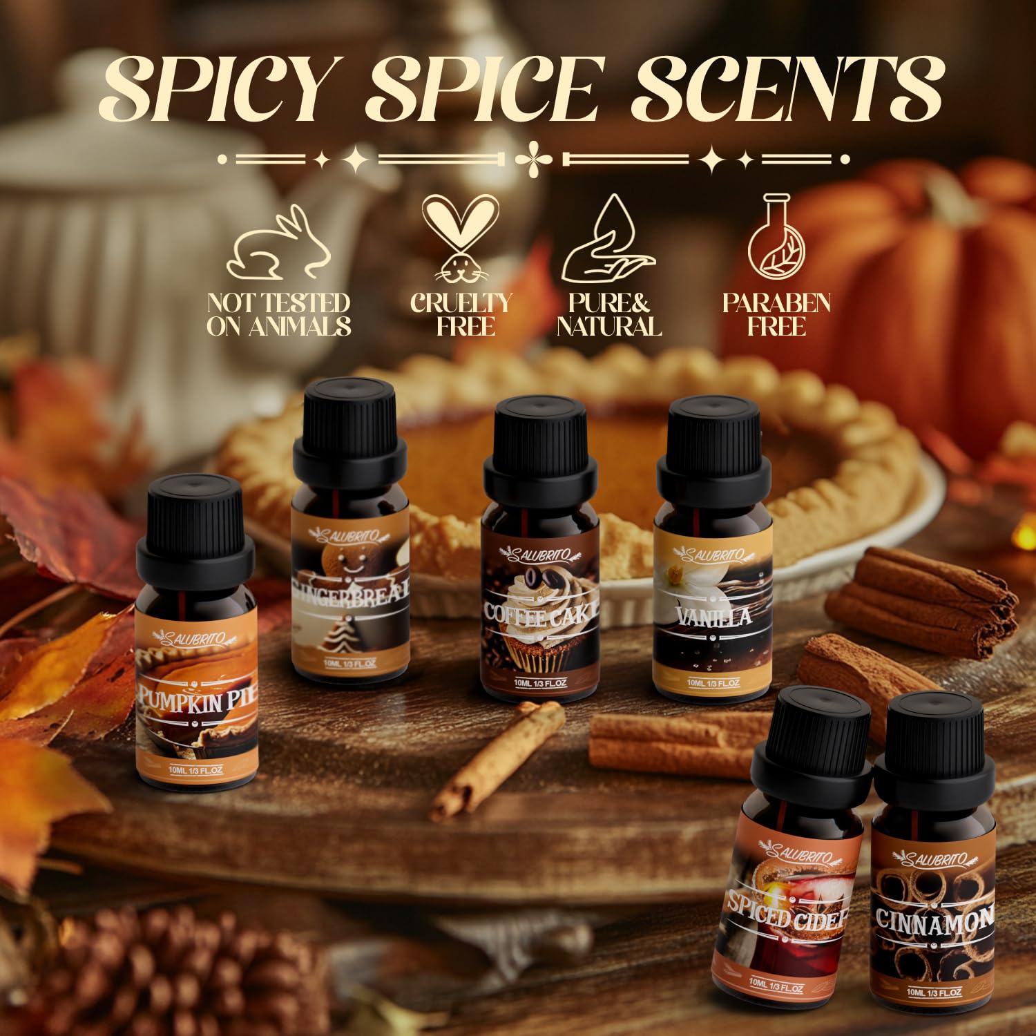 Salubrito Spice Fragrance Oil Apple Cider, cozy fragrance for fall home ambiance