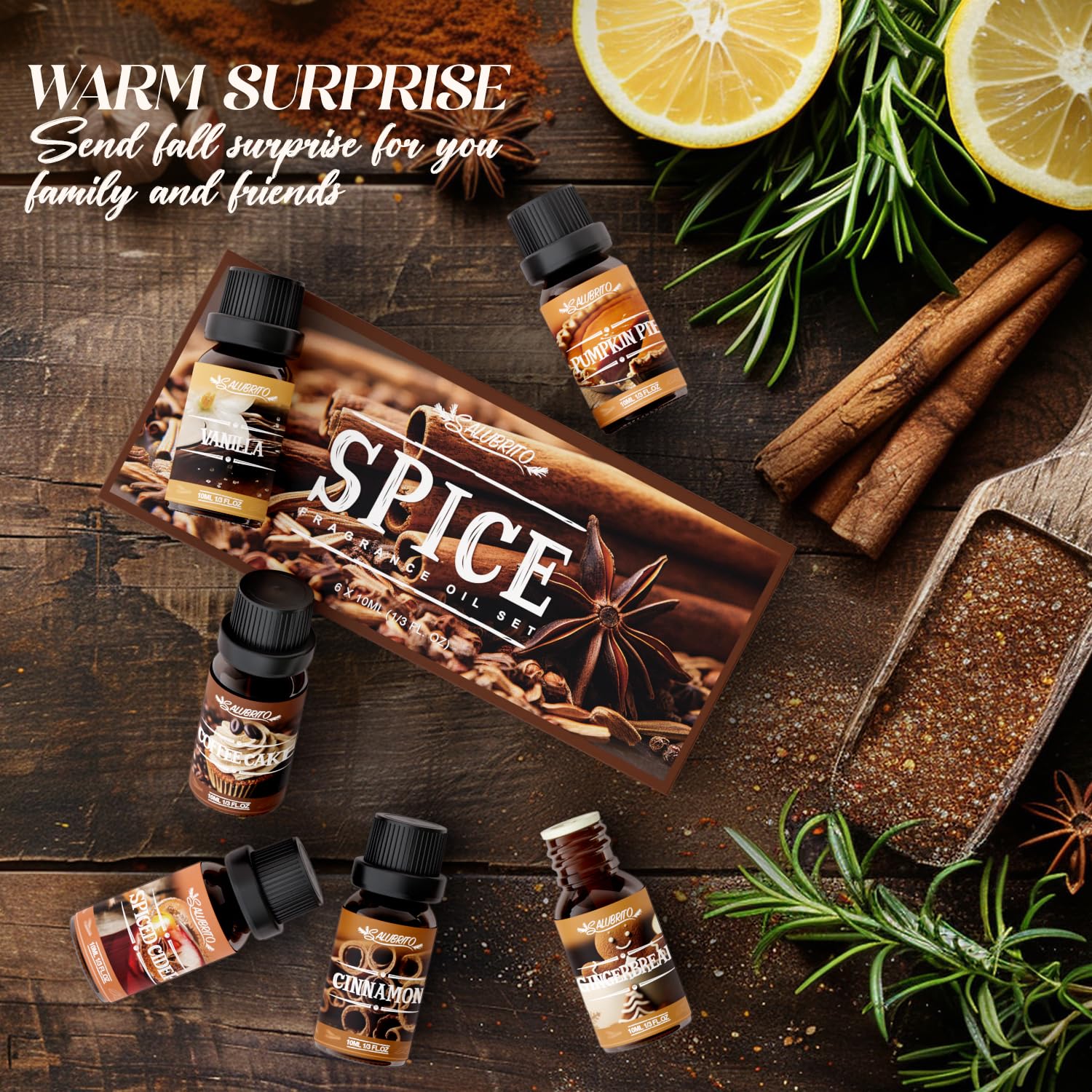 Salubrito Spice Oils Gift Box, ready-to-gift packaging for fall celebrations