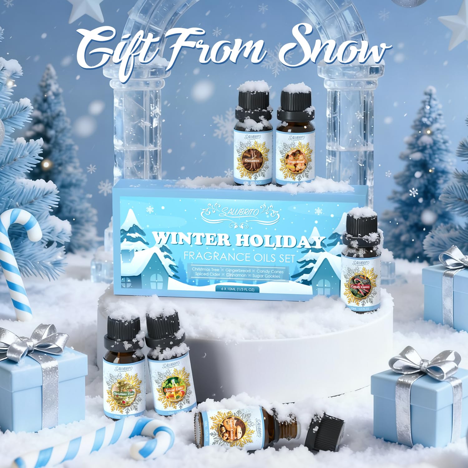 Salubrito winter gift box showcasing the fragrance set for gifting