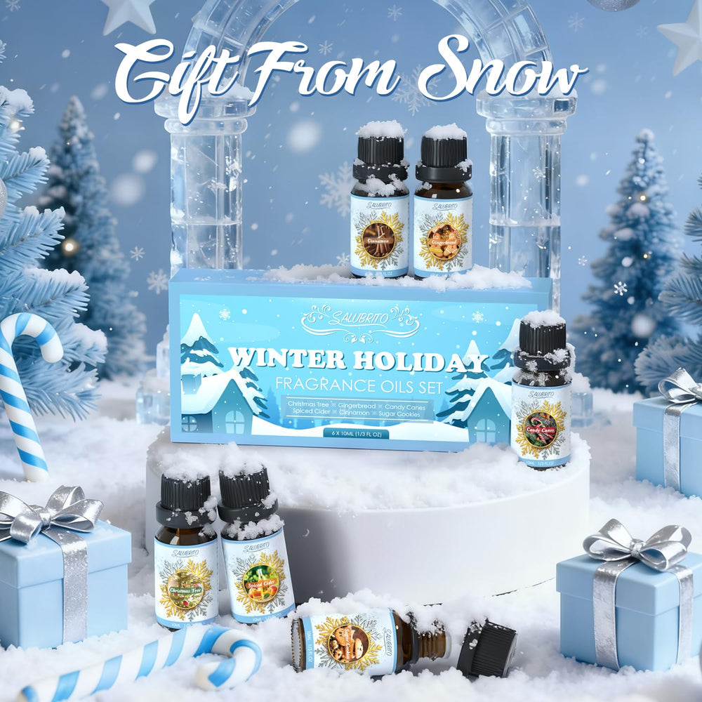 Salubrito winter gift box showcasing the fragrance set for gifting