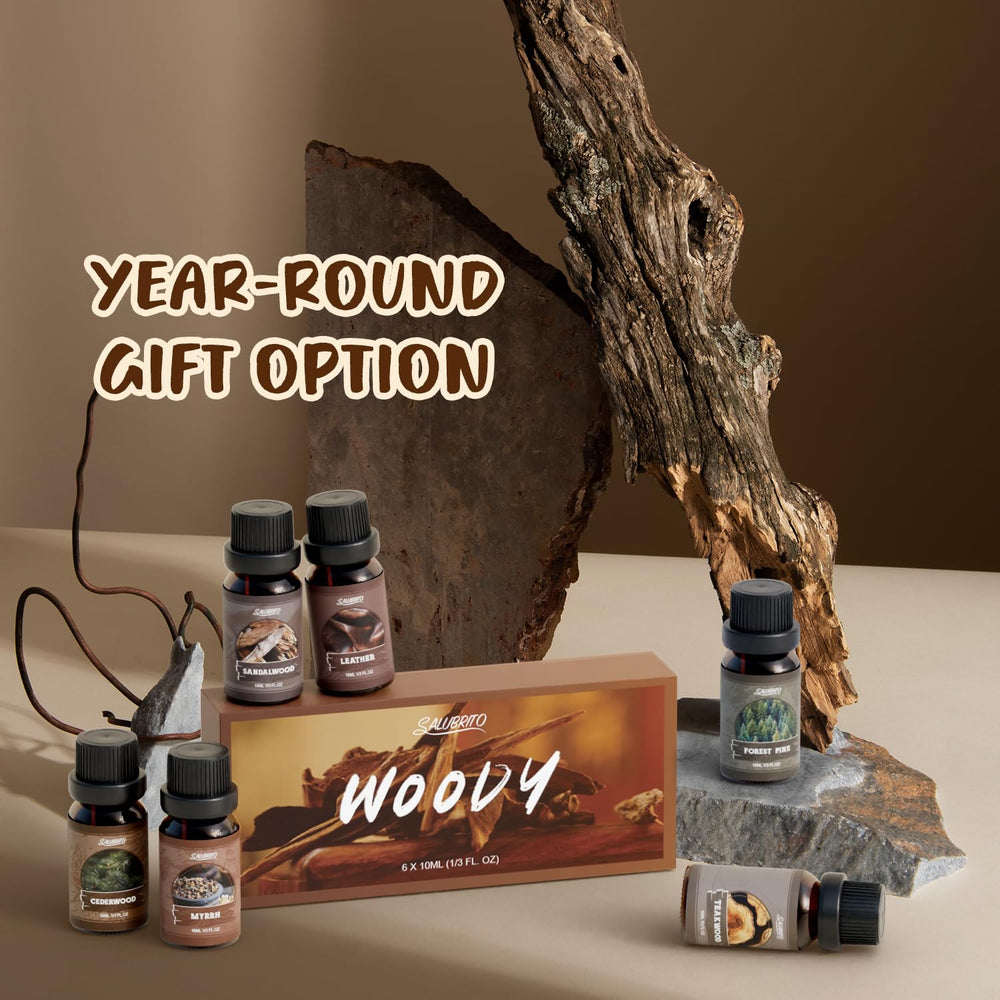 Salubrito product display of the woody fragrance set packaging