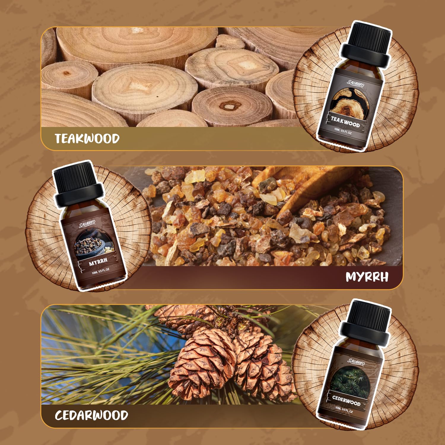 Salubrito woody fragrance set teakwood for warm notes