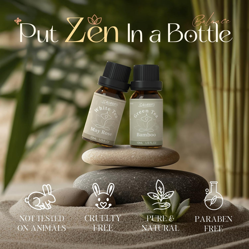 Salubrito Zen green tea bamboo bottle ready for diffuser or DIY candles