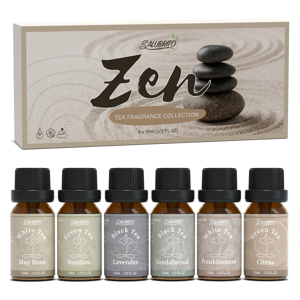 Salubrito Zen fragrance set white tea rose bottle for diffuser and spa rituals