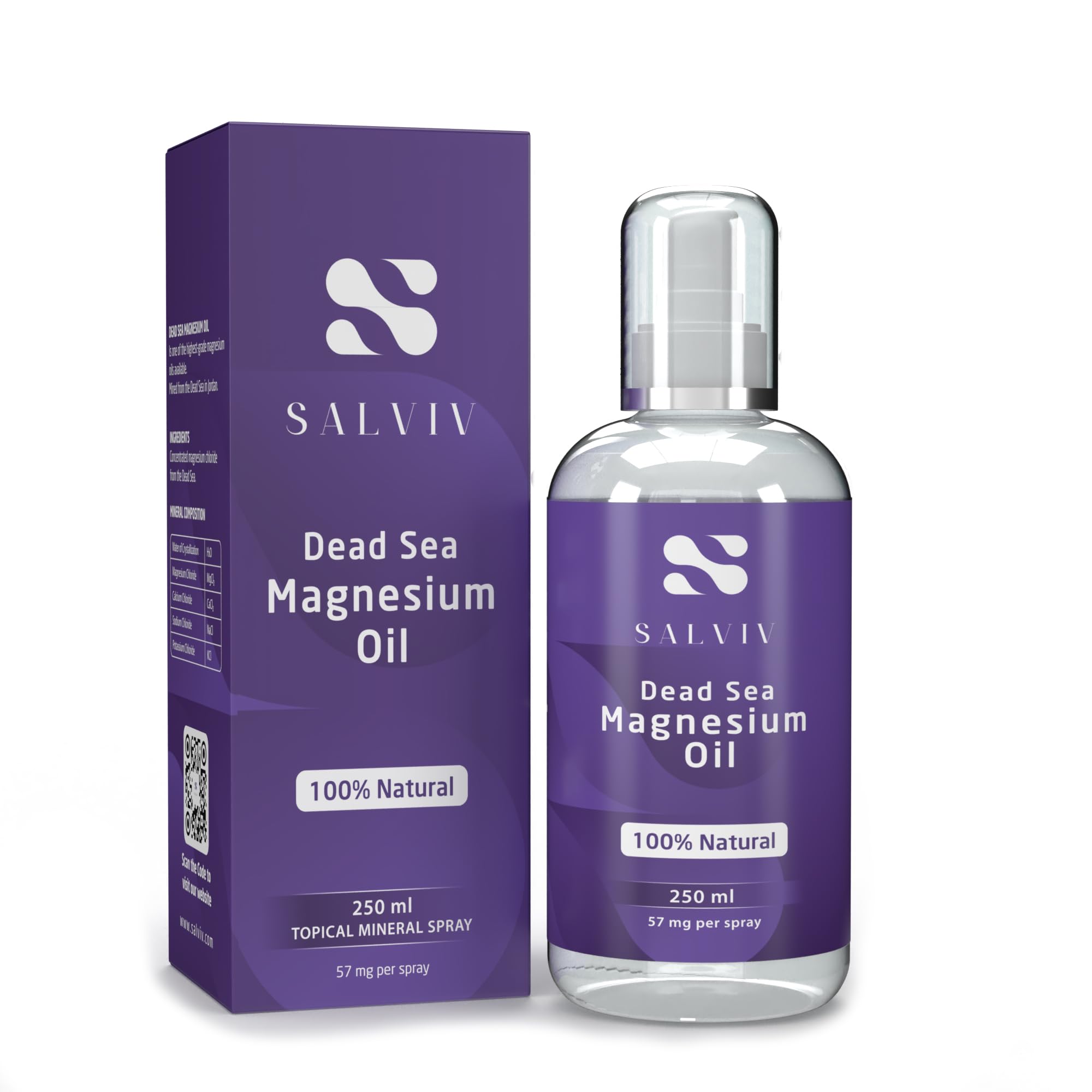 Salviv Dead Sea magnesium oil spray bottle for direct skin application and easy use