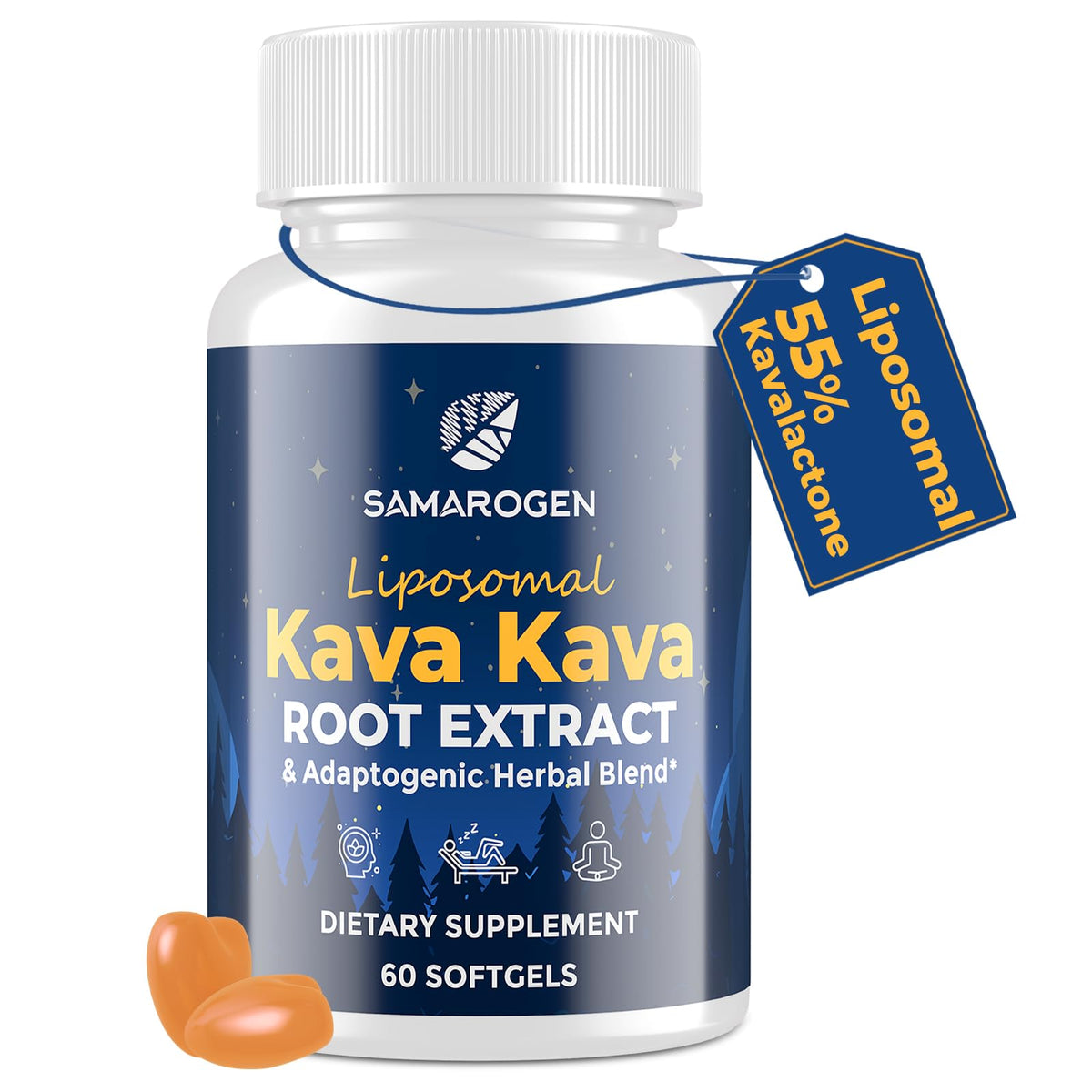 Samarogen Kava Kava Capsules bottle for a calm evening routine.