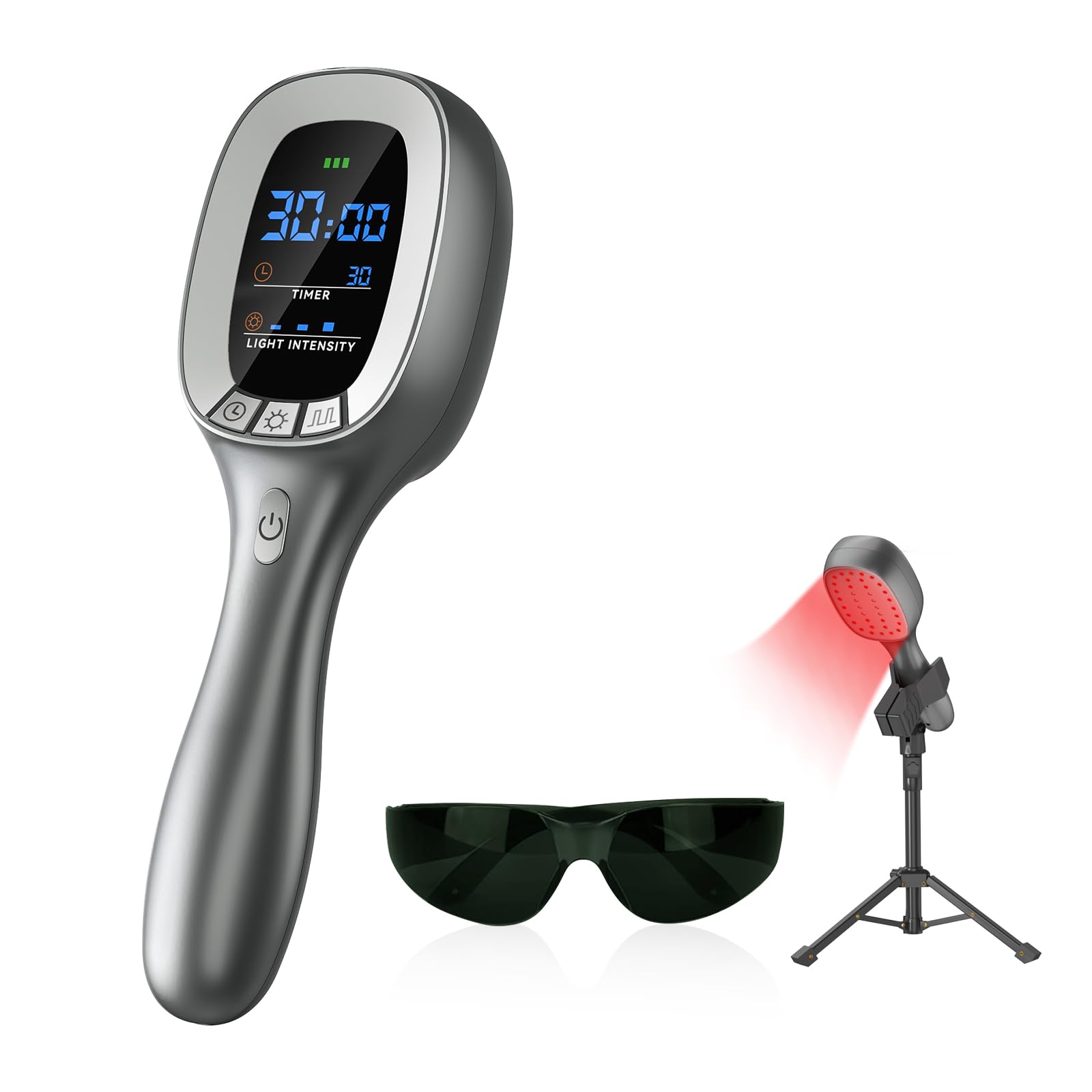 Samatule device front view showing dual wavelengths for targeted therapy